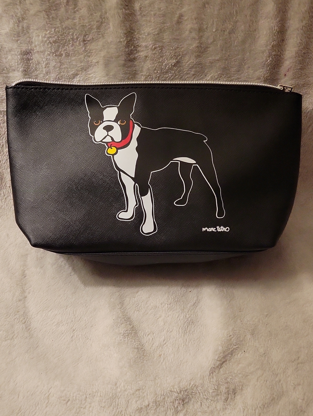 Black And White Marc Tetro French Bulldog Cosmetic Bag.